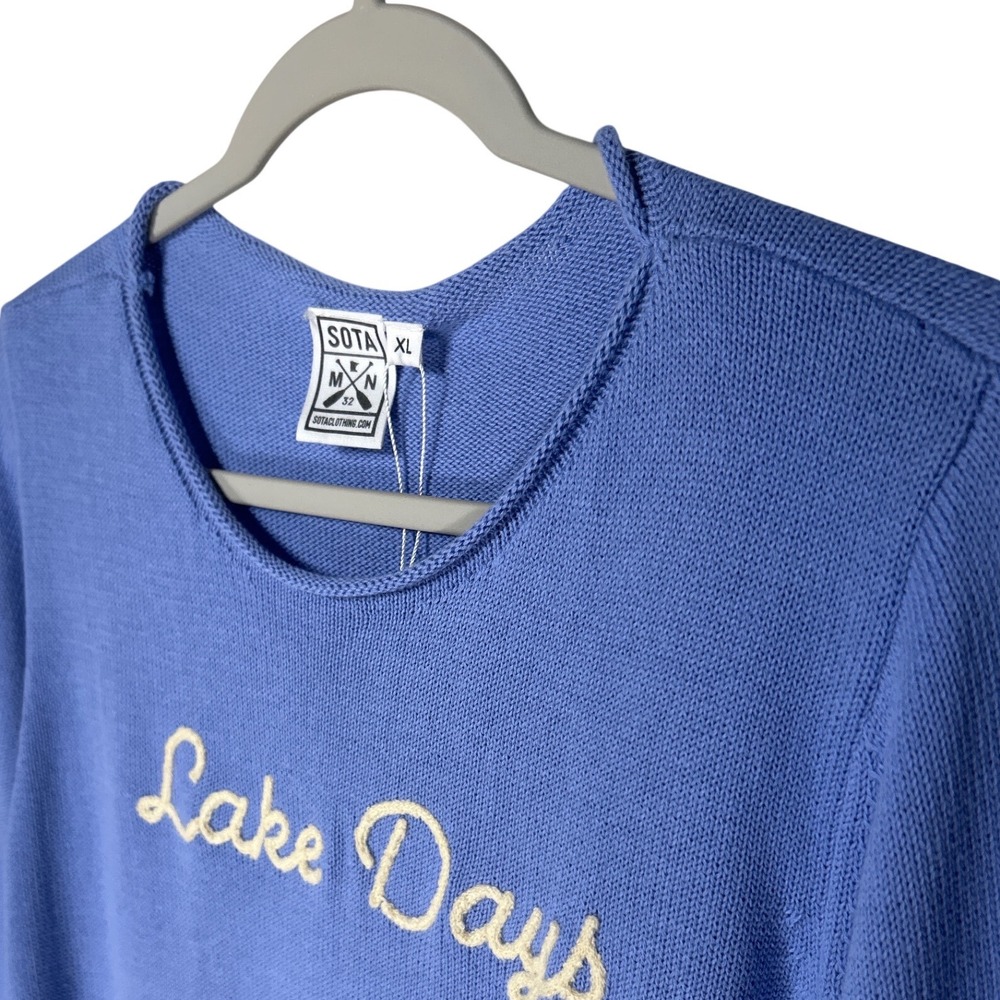 Sota Clothing Lake Days Embroidered Sweater Peri Blue Ivory XL Retail $78 NWT - Picture 3 of 11